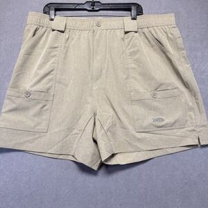 AFTCO American Fishing Tackle Co Mens Cargo Shorts Tan Size‎ 44 Elastic Waist